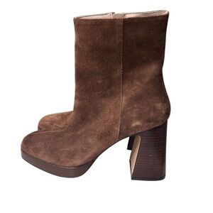 Ana Palma Brown Suede Platform Boots with Chunky Heel SZ 9.5